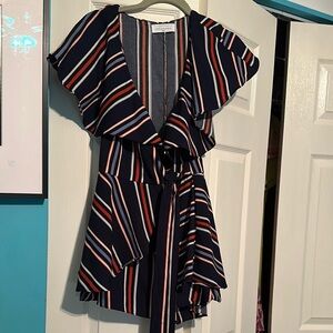 American Threads Striped Ruffle Wrap‎ Romper